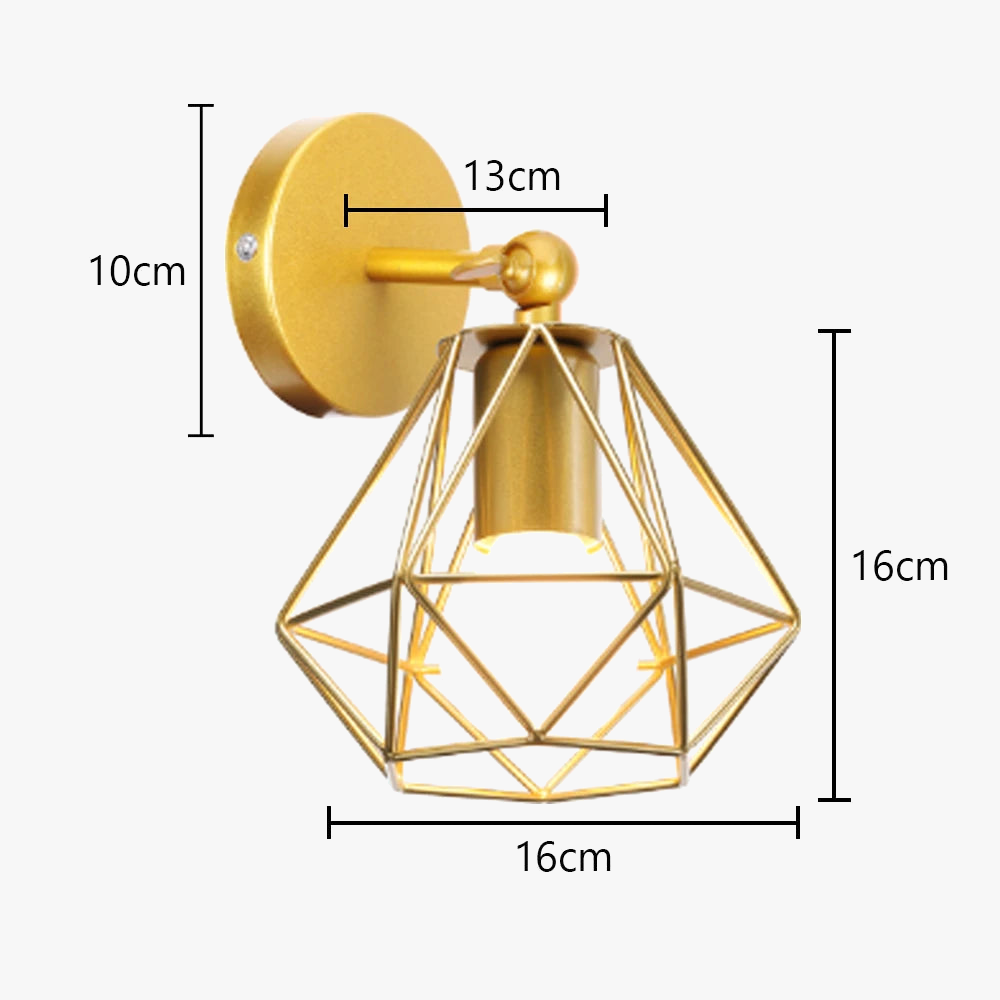 applique murale loft industriel led vintage cage abat-jour