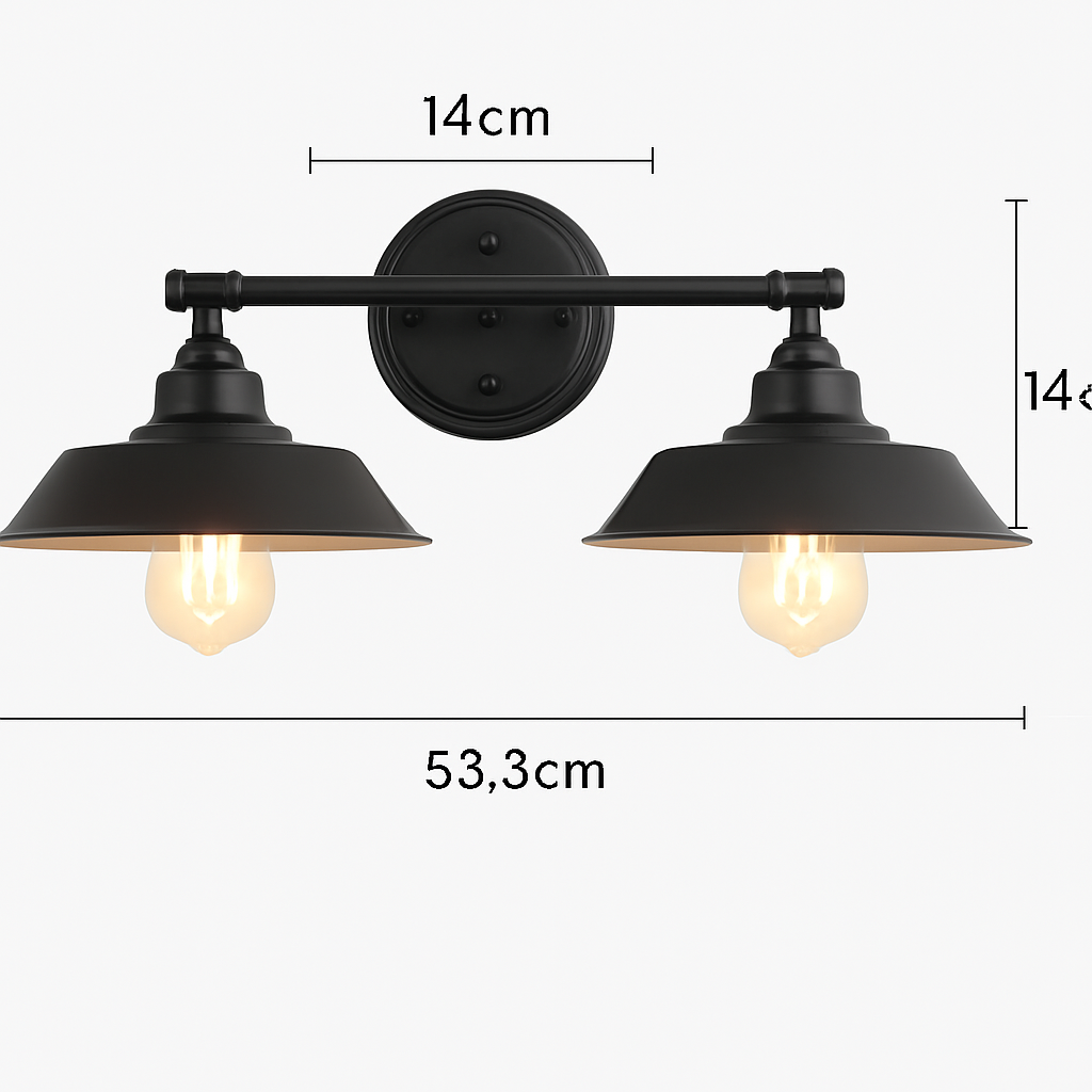 applique murale Loft industriel Vintage Double tête fer