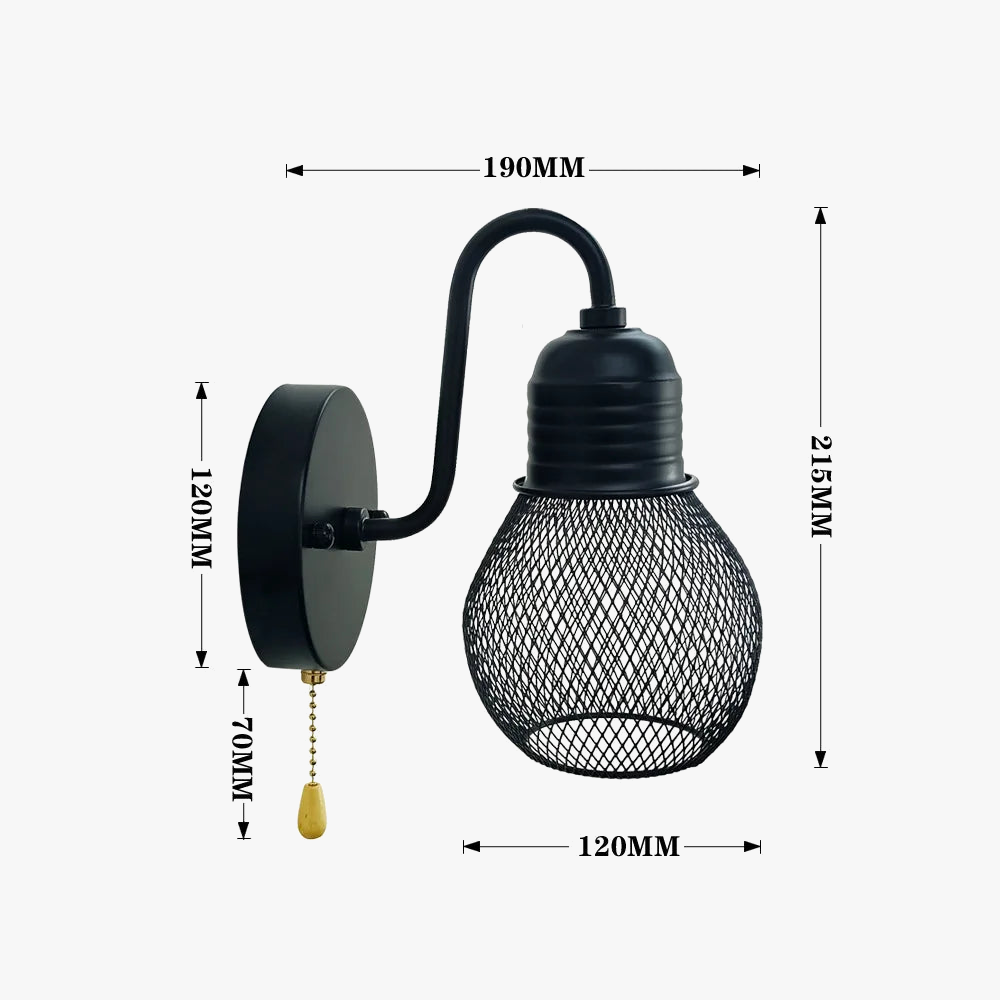 applique murale loft rétro avec interrupteur pour décoration