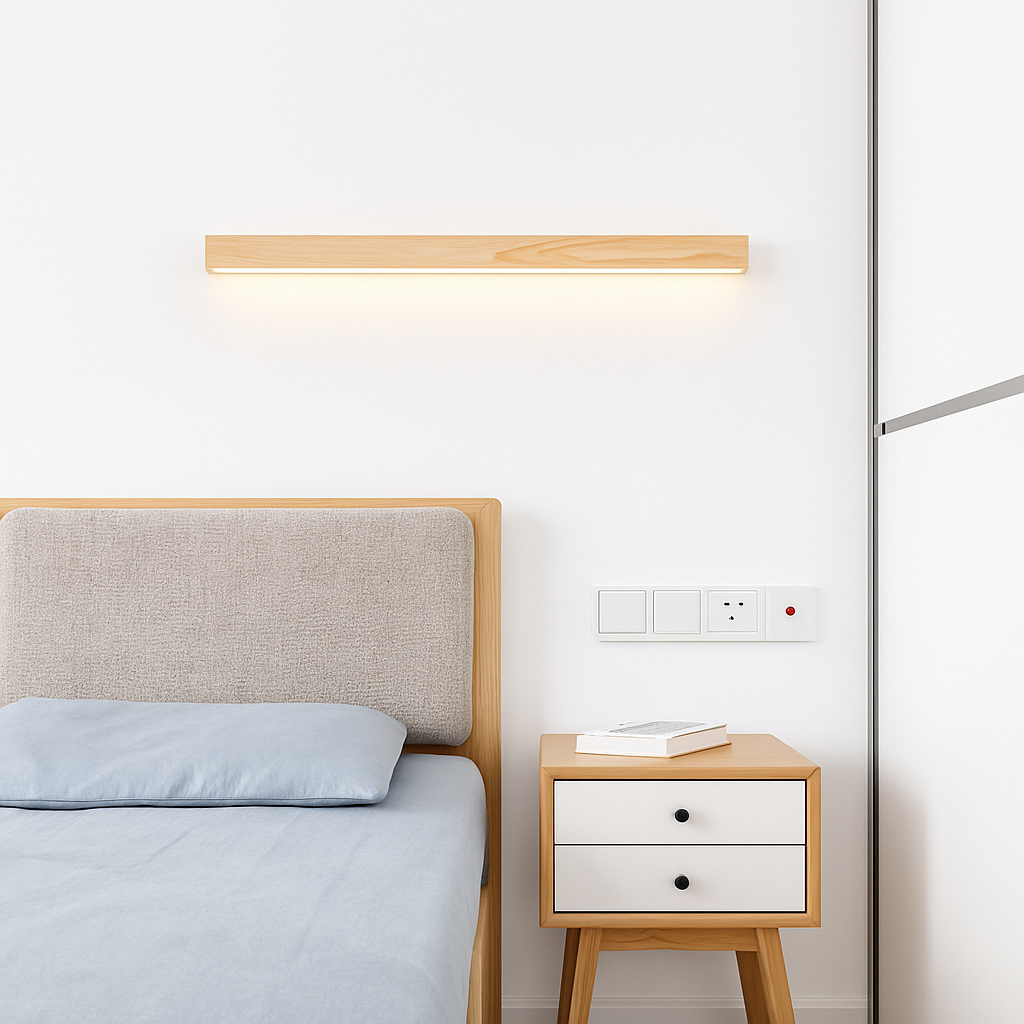 applique murale Longue bande LED en bois