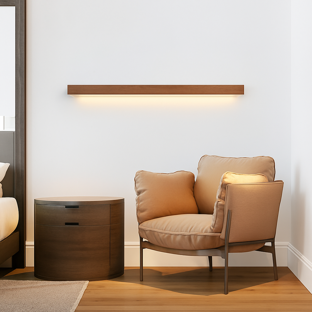 applique murale Longue bande LED en bois