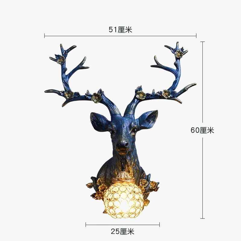 applique murale lucky deer en résine et bois décoratif intérieur
