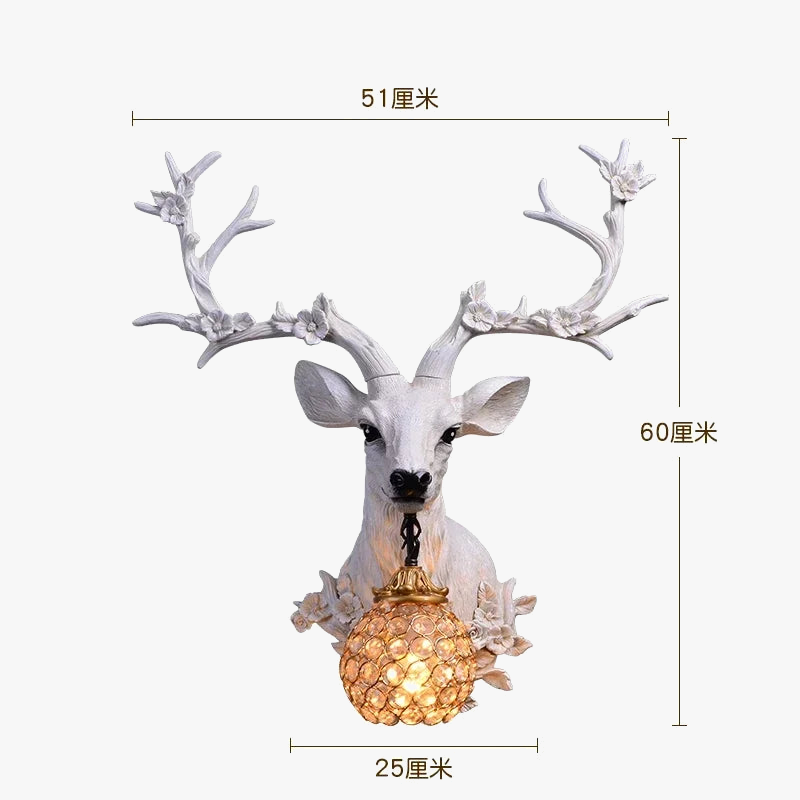 applique murale lucky deer en résine et bois décoratif intérieur