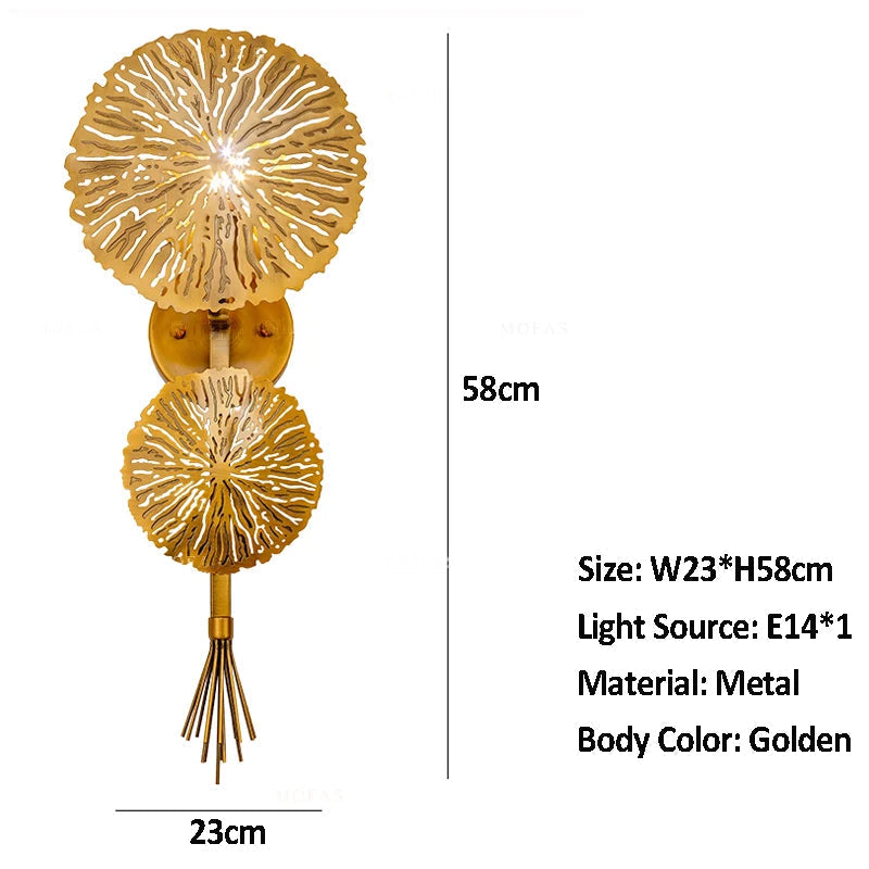 applique murale luxe feuille lotus décorative moderne pour salon et hôtel