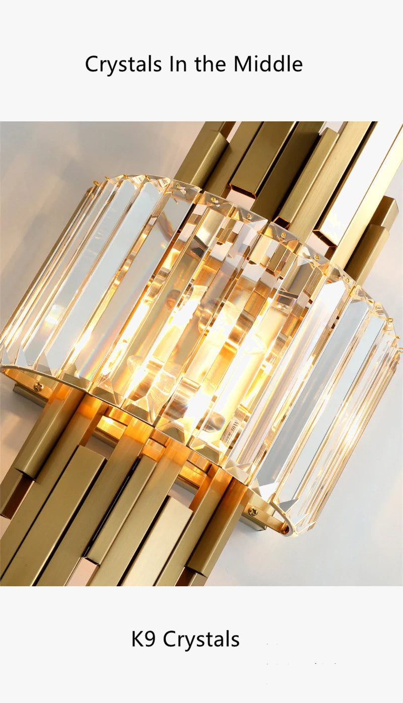 applique murale luxe moderne avec abat-jour cristal brillant