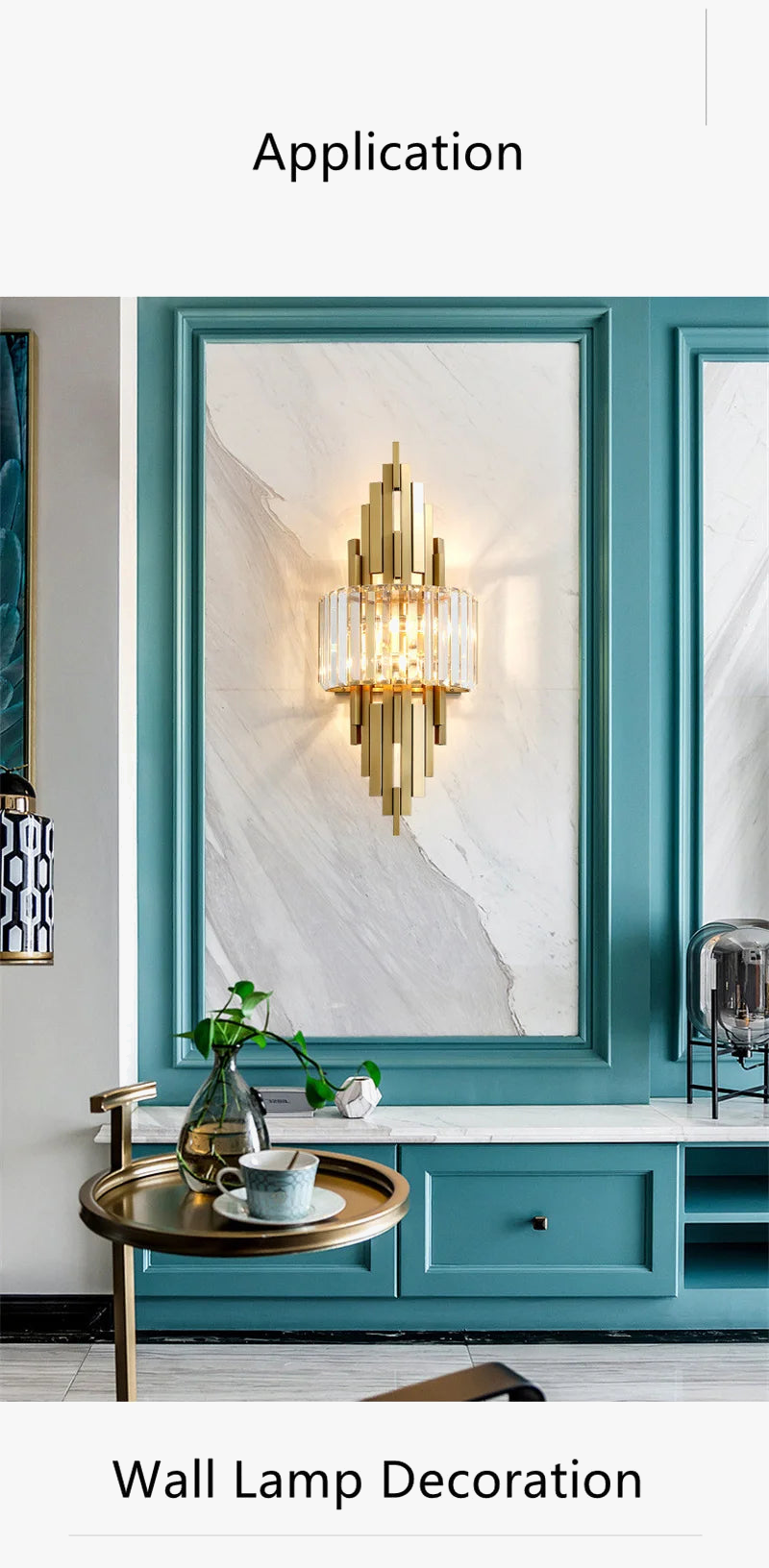 applique murale luxe moderne avec abat-jour cristal brillant