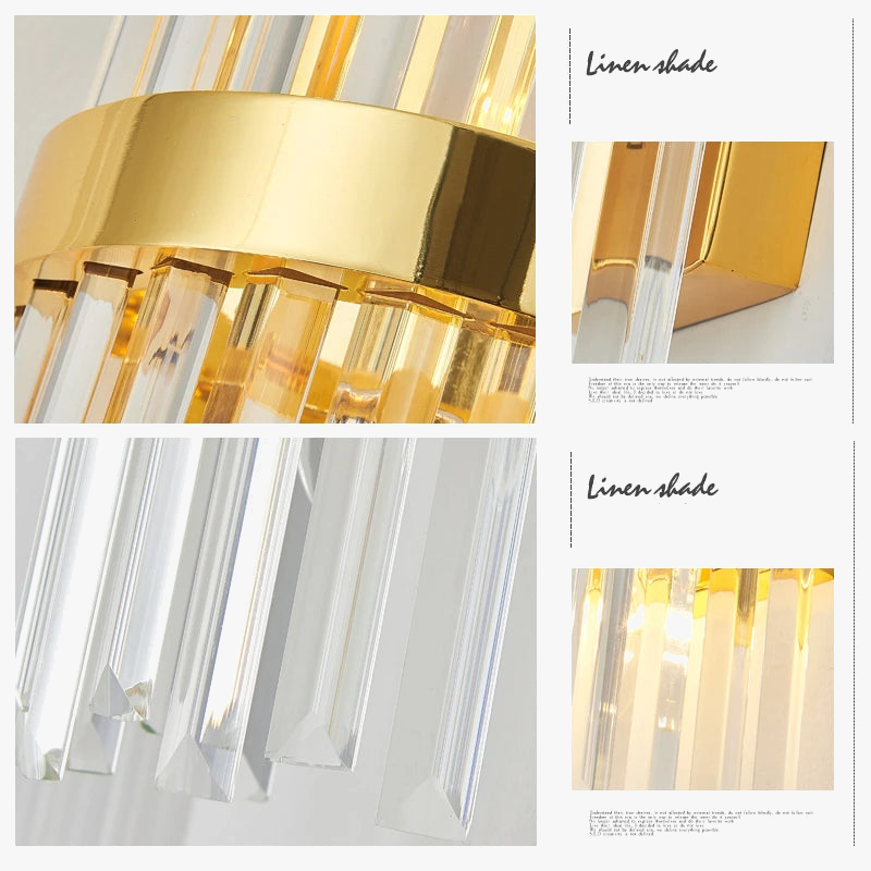 applique murale luxueuse en cristal pour décoration intérieure