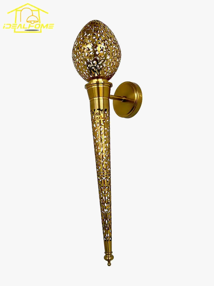 applique murale marocaine sculptée torche exotique à led pour intérieur