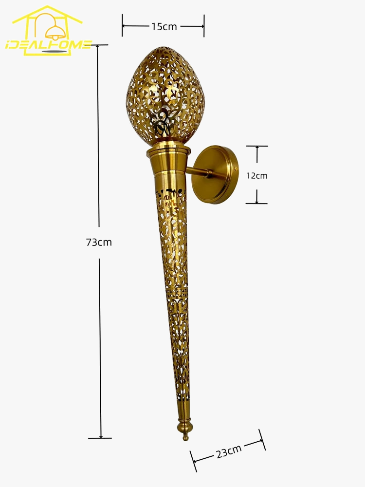 applique murale marocaine sculptée torche exotique à led pour intérieur