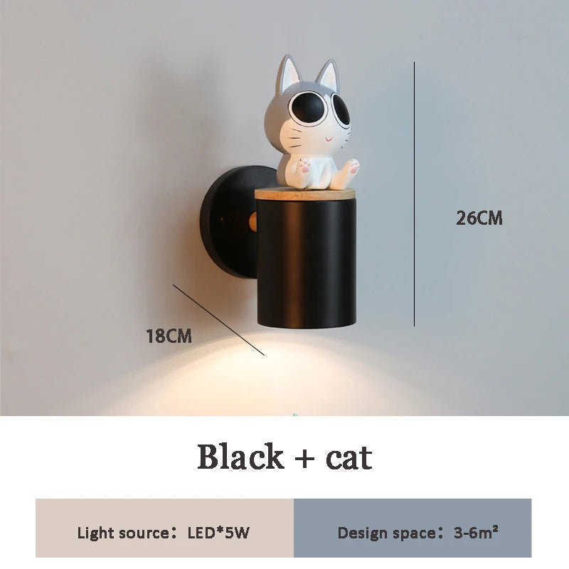 applique murale mignonne chat aux grands yeux pour enfant