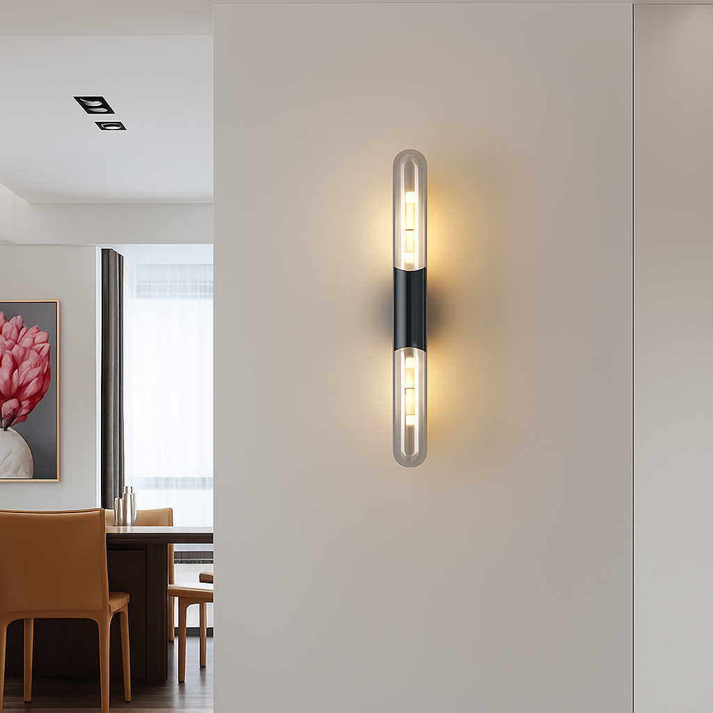applique murale minimaliste en laiton avec verre transparent
