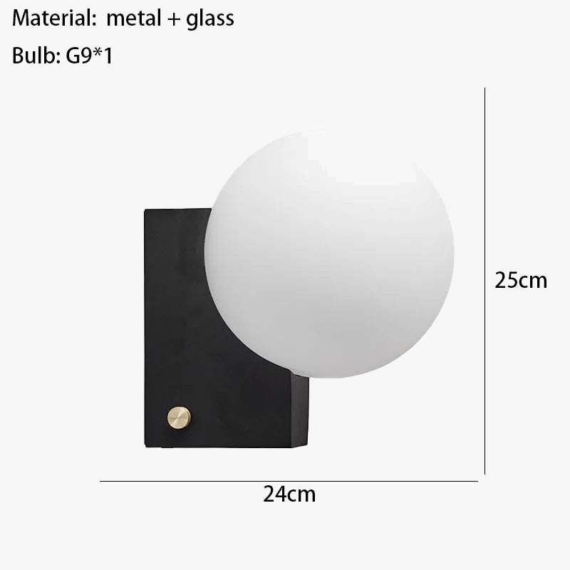 applique murale minimaliste en métal avec ampoule en verre
