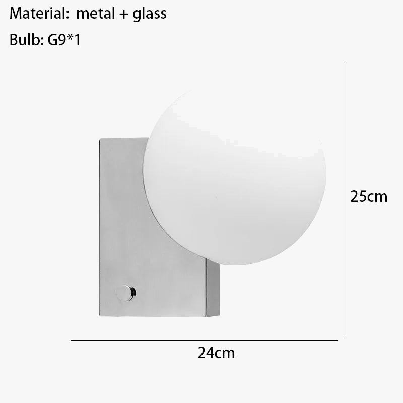 applique murale minimaliste en métal avec ampoule en verre