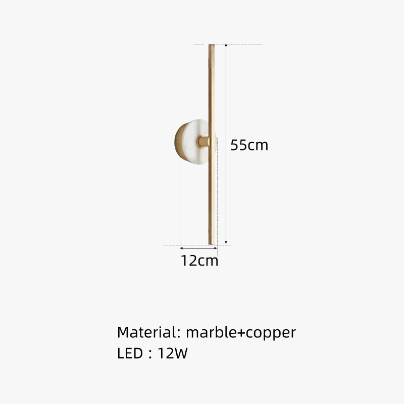 applique murale minimaliste en marbre naturel avec ligne en laiton