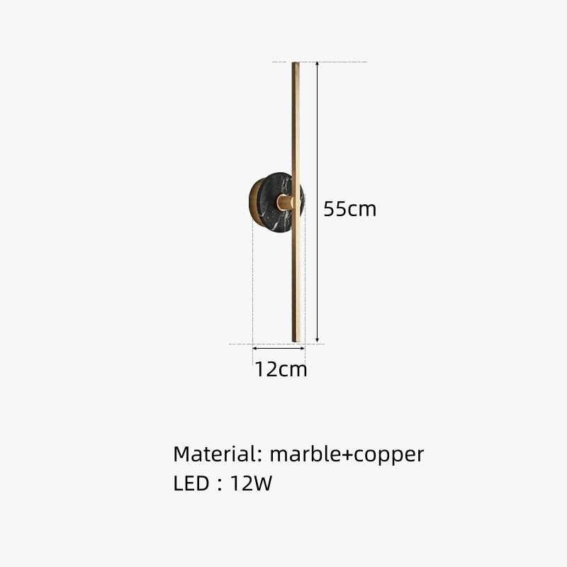 applique murale minimaliste en marbre naturel avec ligne en laiton