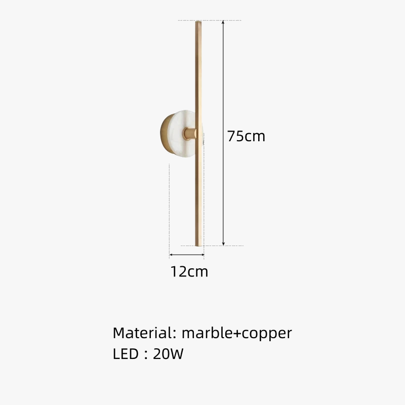 applique murale minimaliste en marbre naturel avec ligne en laiton