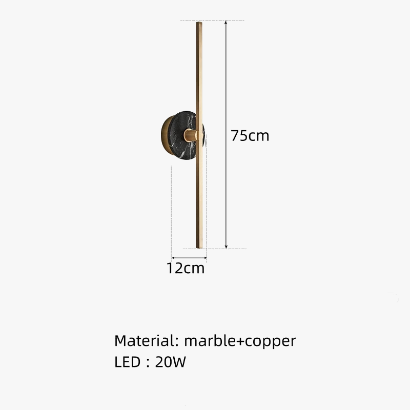 applique murale minimaliste en marbre naturel avec ligne en laiton