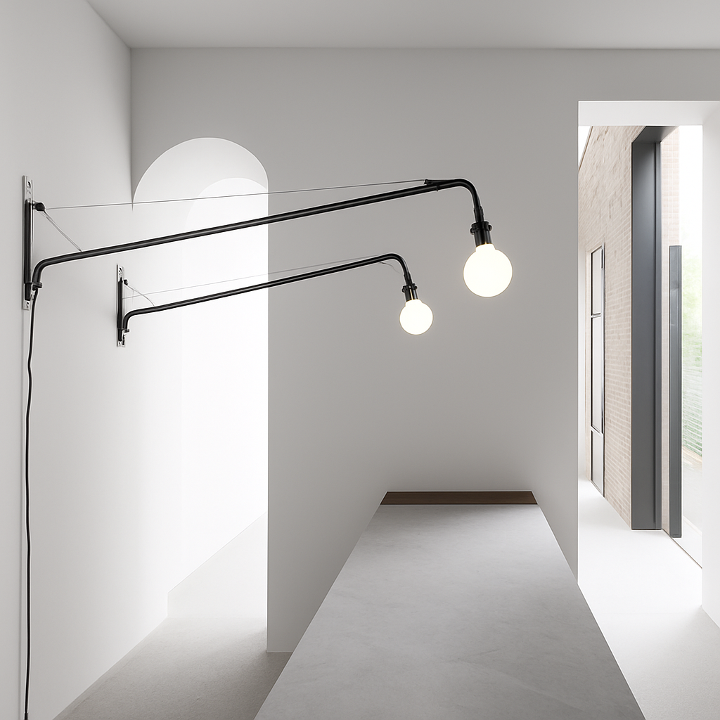 applique murale minimaliste rotative à bras long avec interrupteur