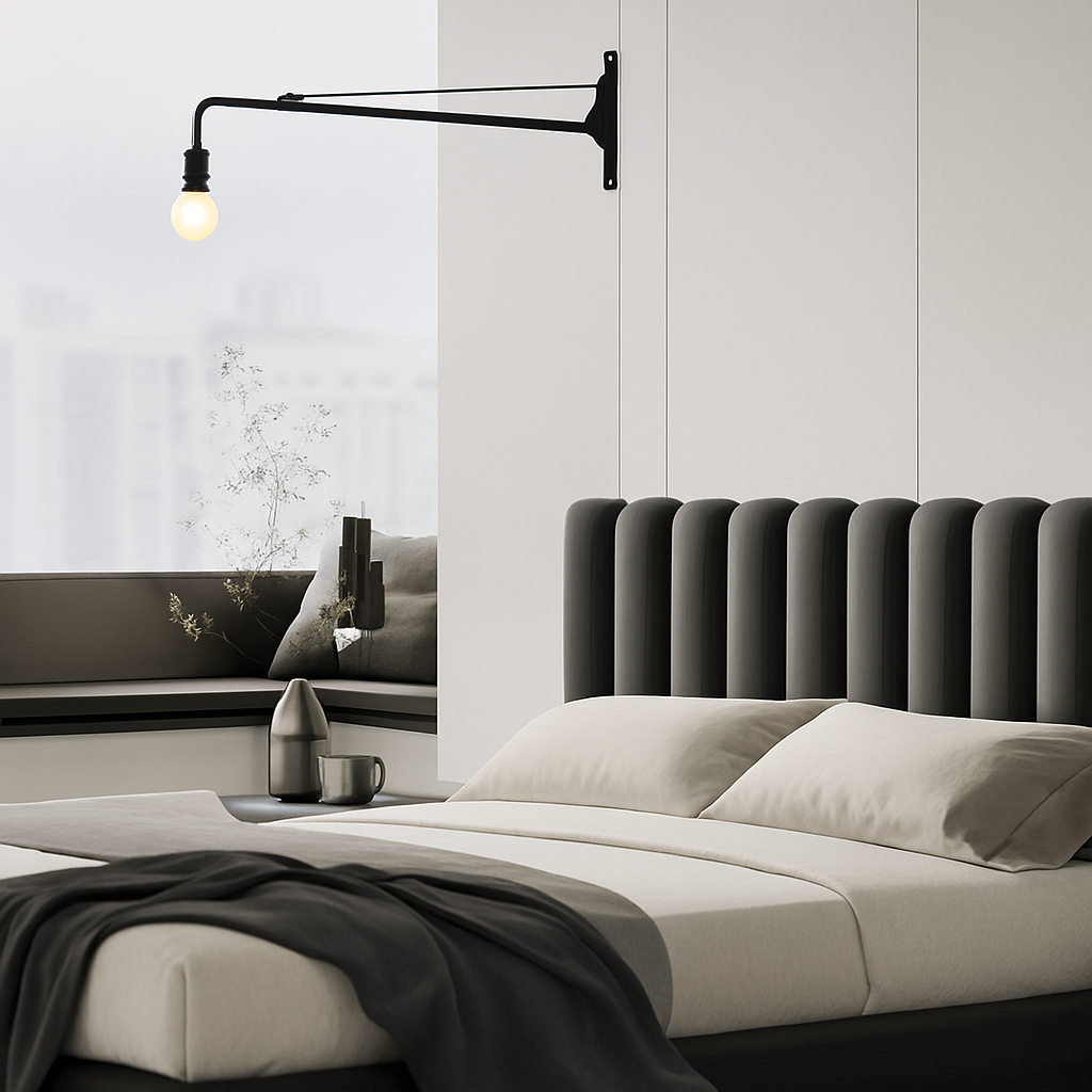 applique murale minimaliste rotative à bras long avec interrupteur