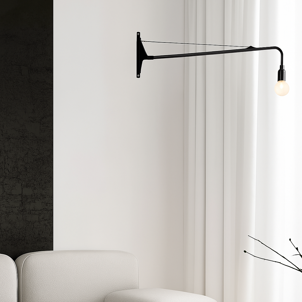 applique murale minimaliste rotative à bras long avec interrupteur