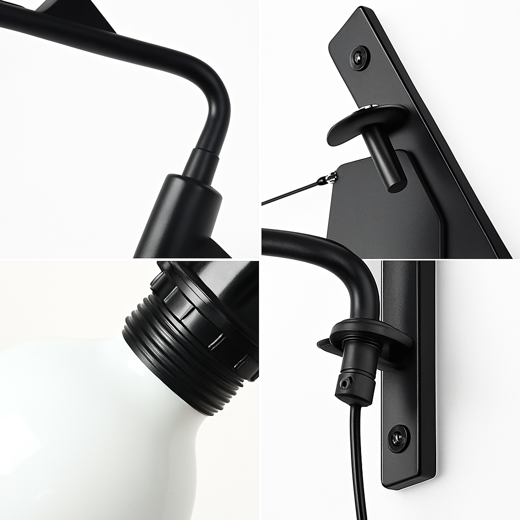 applique murale minimaliste rotative à bras long avec interrupteur