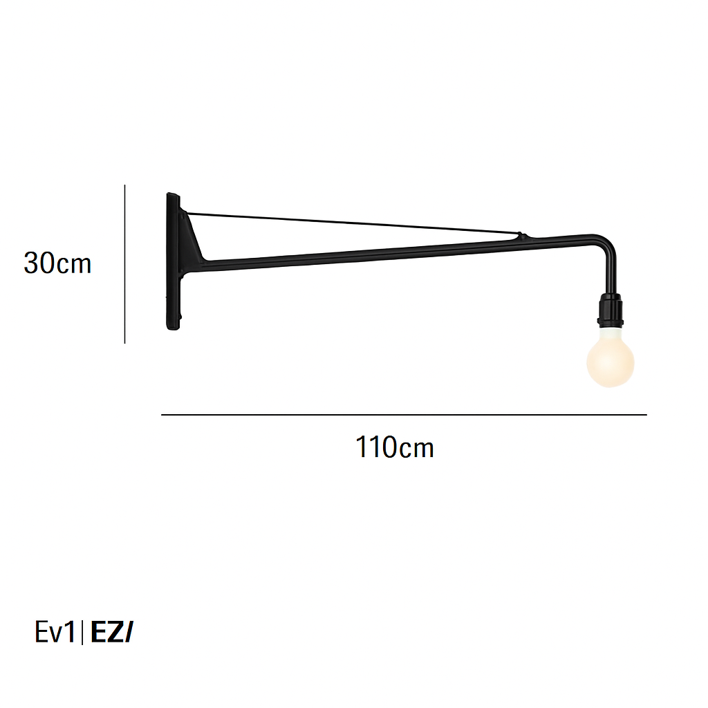 applique murale minimaliste rotative à bras long avec interrupteur