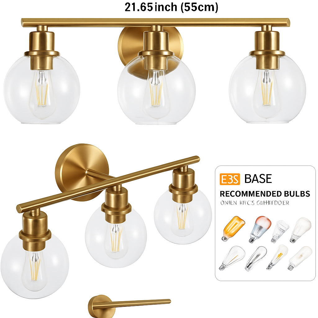 applique murale miroir salle de bains luminaires industrielle vanité luminaire avec abat-jour en verre