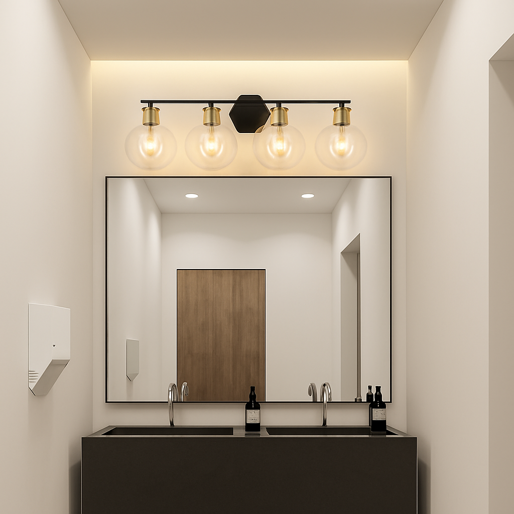 applique murale miroir salle de bains luminaires industrielle vanité luminaire avec abat-jour en verre