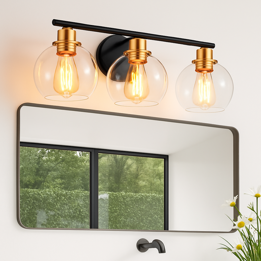 applique murale miroir salle de bains luminaires industrielle vanité luminaire avec abat-jour en verre