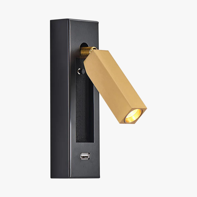 applique murale moderne avec chargeur usb et projecteur rotatif led