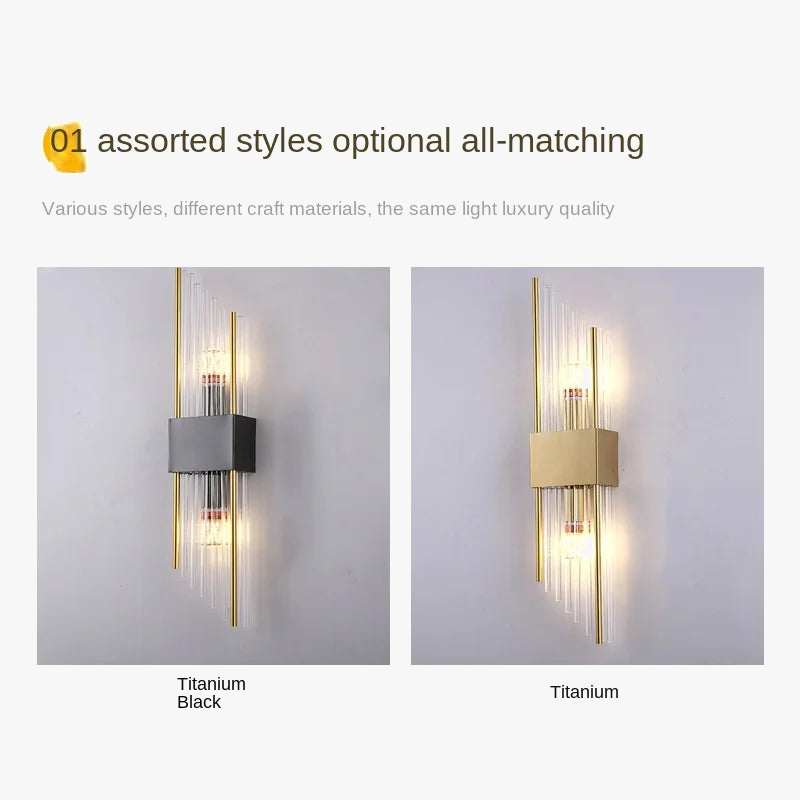 applique murale moderne double tête en cristal doré led