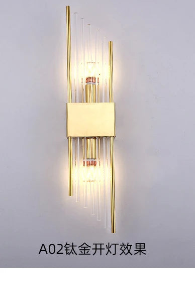 applique murale moderne double tête en cristal doré led