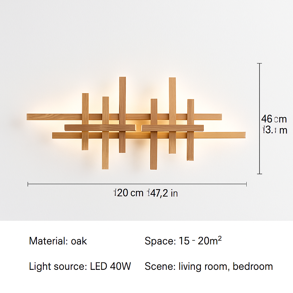 applique murale moderne en bois avec éclairage led artistique