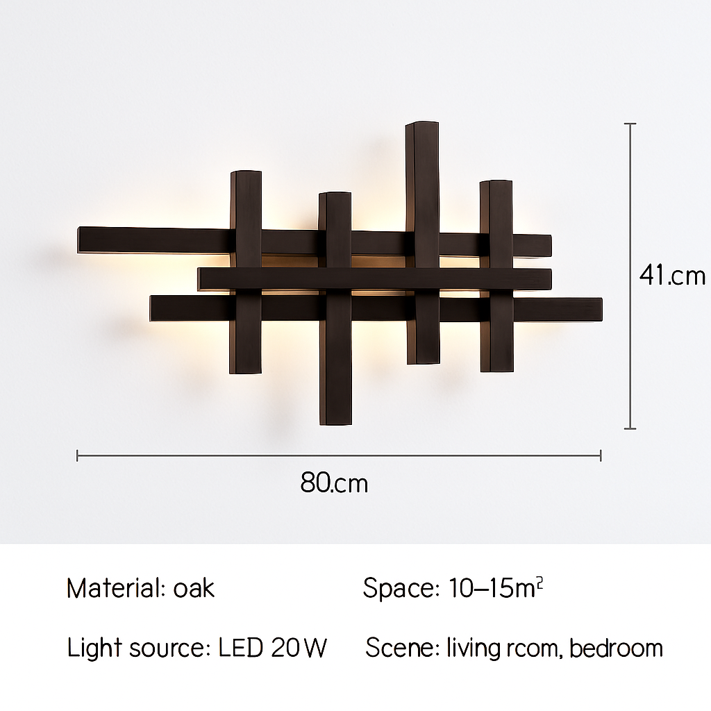 applique murale moderne en bois avec éclairage led artistique