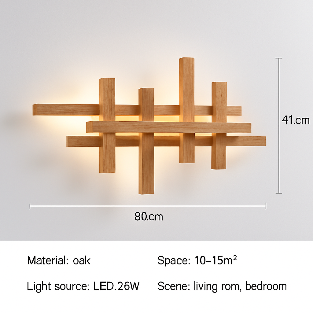 applique murale moderne en bois avec éclairage led artistique