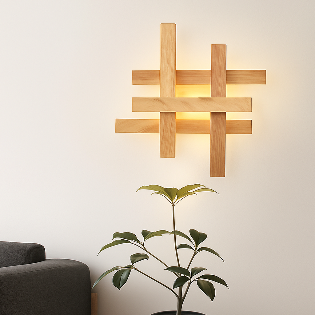 applique murale moderne en bois avec éclairage led décoratif