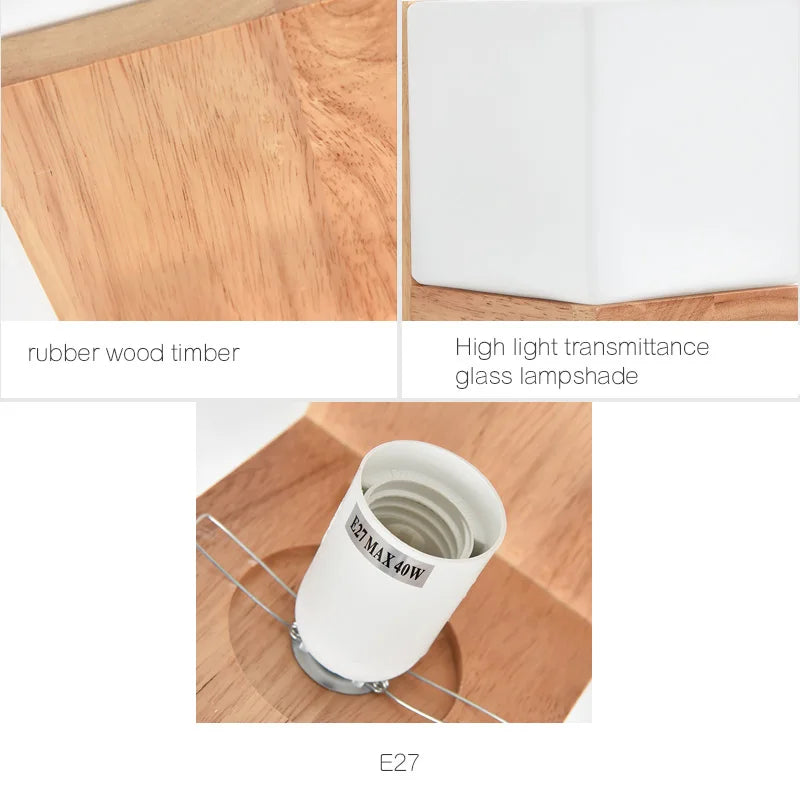 applique murale moderne en bois avec éclairage led vintage