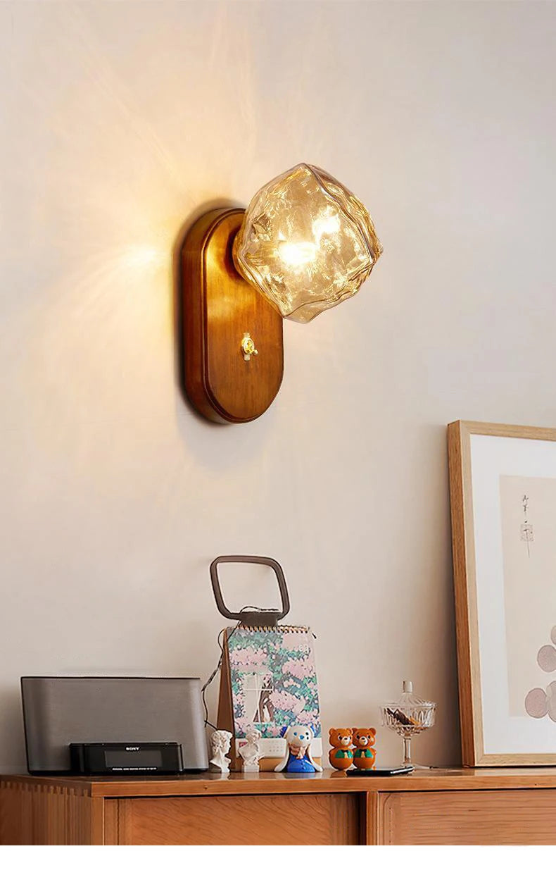 applique murale moderne en bois design nordique avec éclairage led