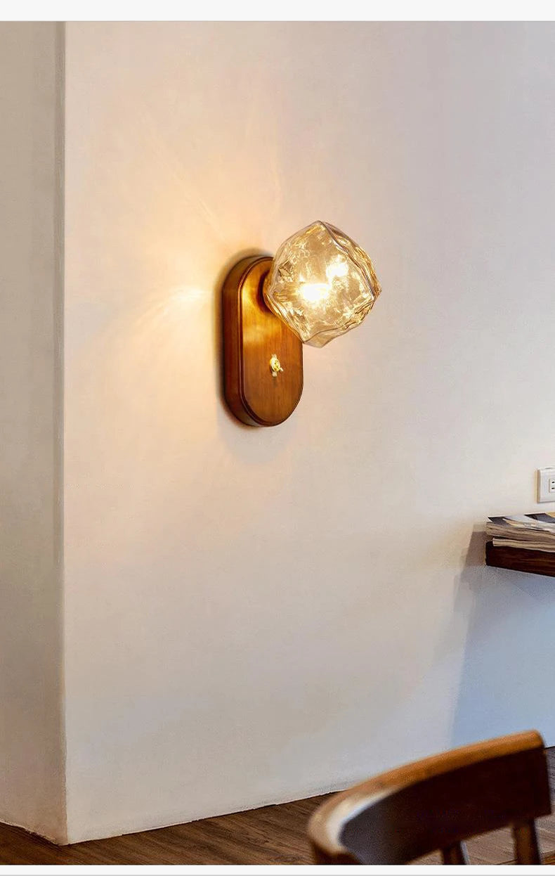 applique murale moderne en bois design nordique avec éclairage led