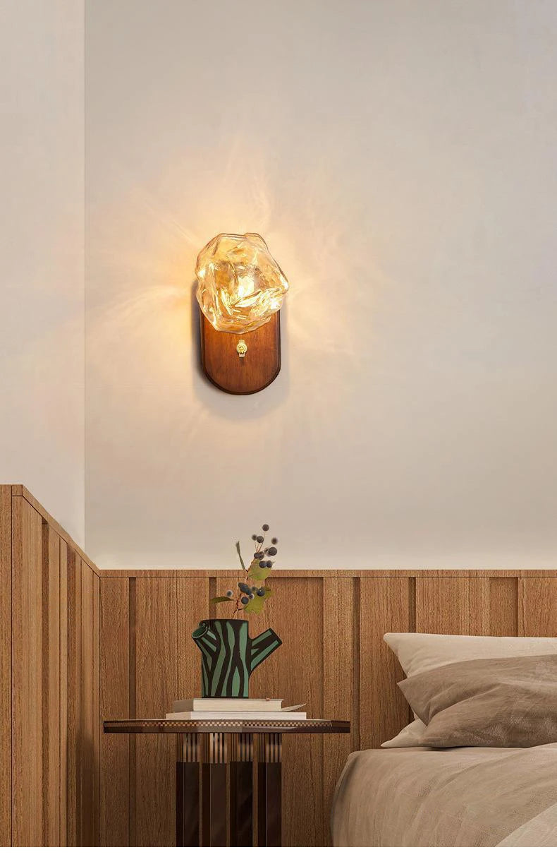 applique murale moderne en bois design nordique avec éclairage led