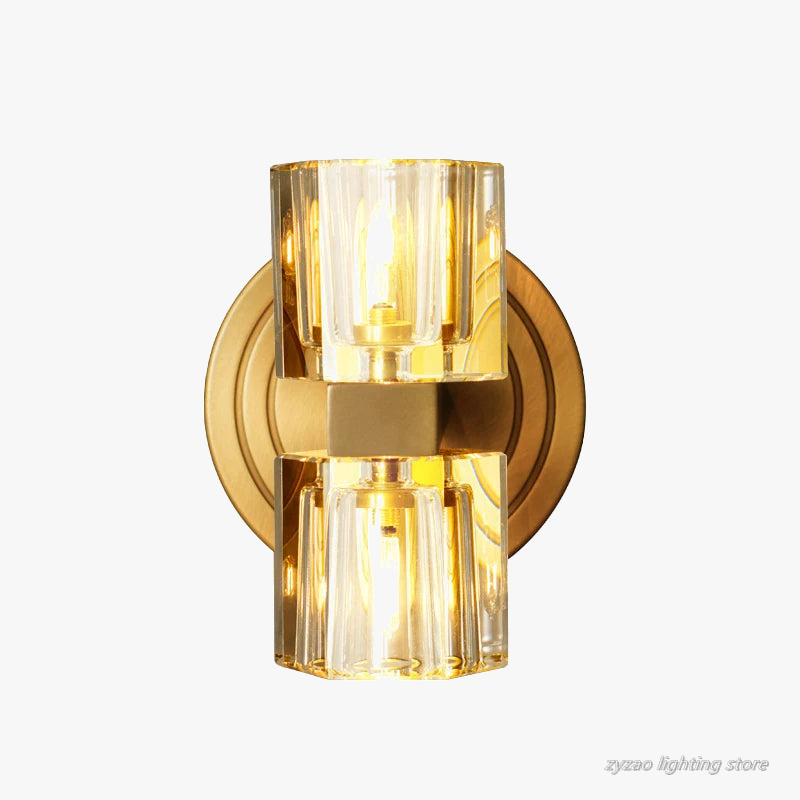 applique murale moderne en cuivre avec lumière cristal décorative