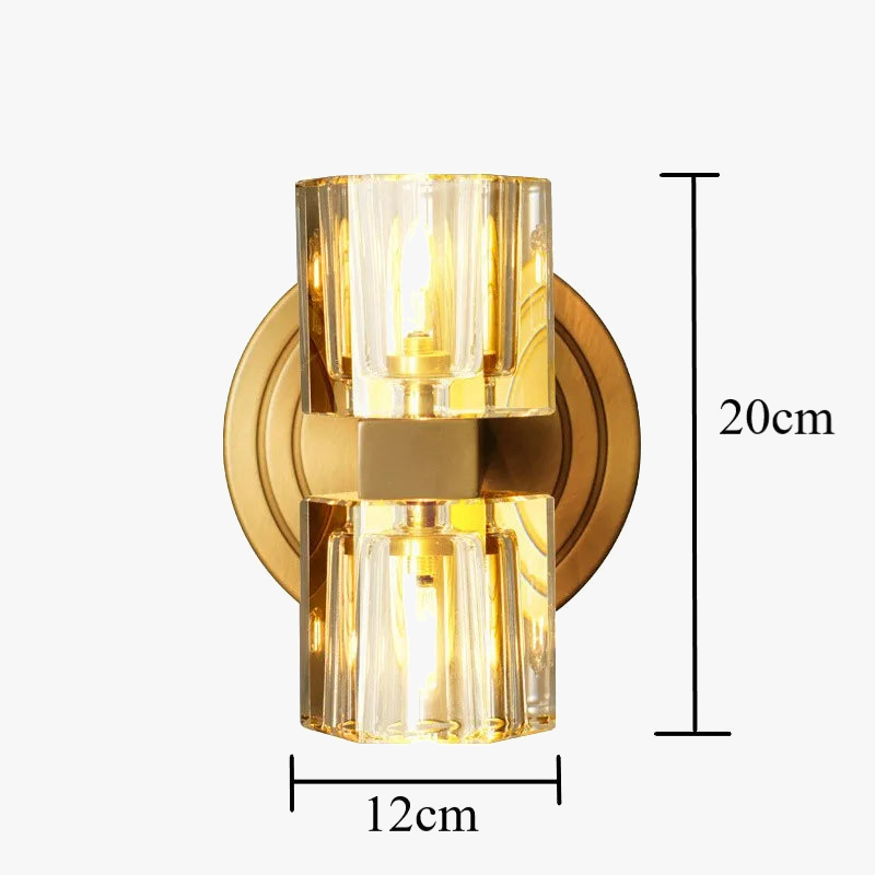 applique murale moderne en cuivre avec lumière cristal décorative