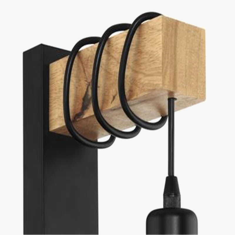 applique murale moderne en fer et bois décorative pour intérieur
