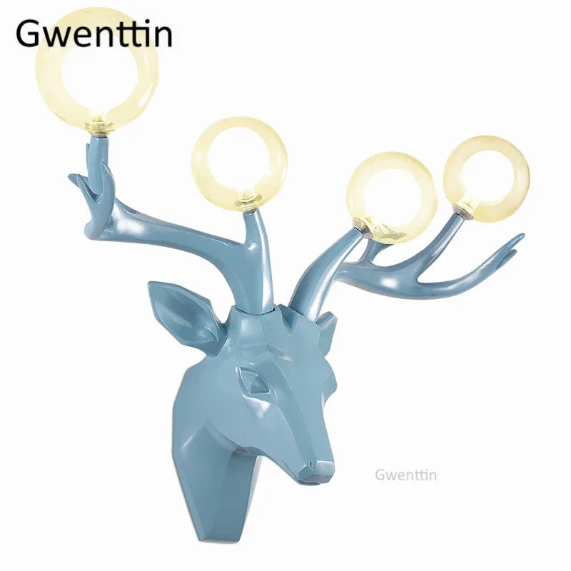applique murale moderne en résine bois de cerf à led