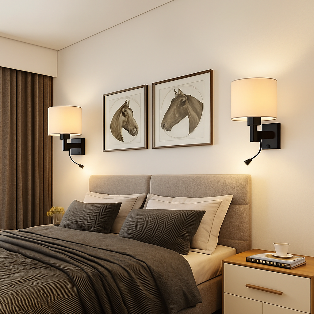 applique murale moderne en tissu avec led américaine européenne