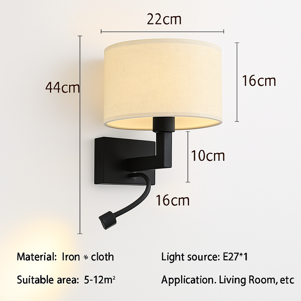 applique murale moderne en tissu avec led américaine européenne
