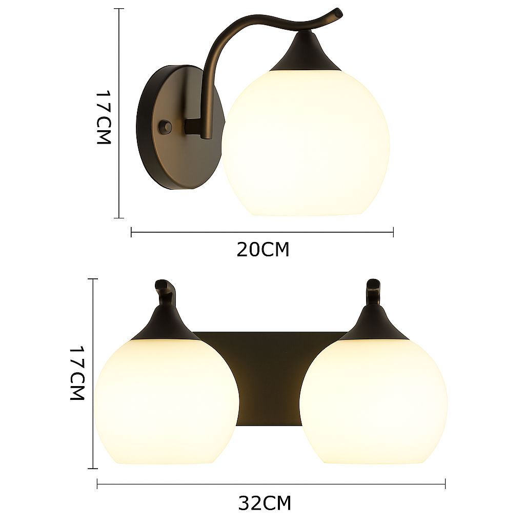 applique murale moderne en verre boule led décorative