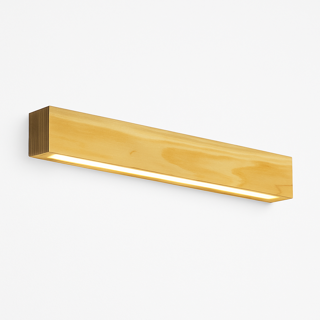 Applique murale moderne LED allongée en bois style Nordic