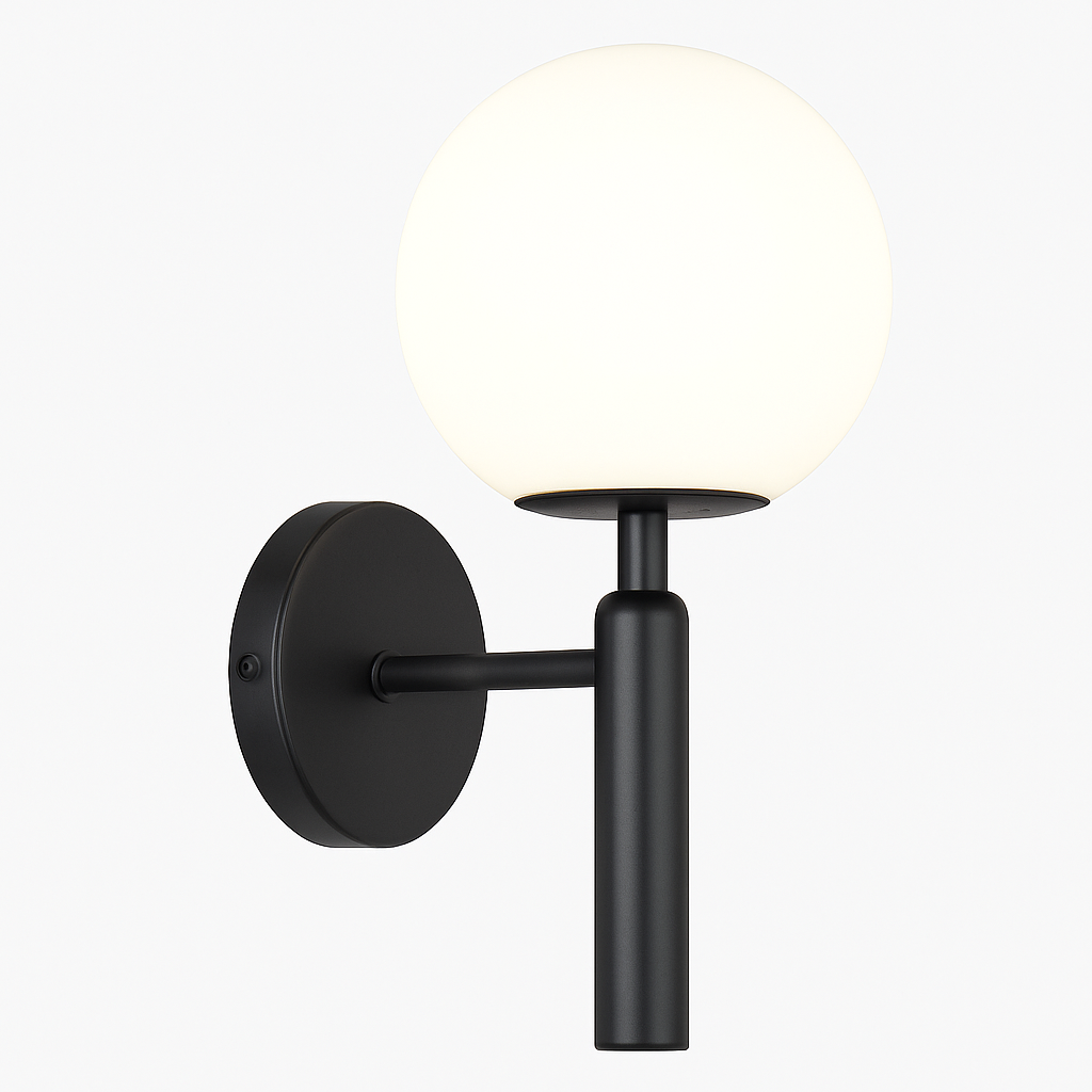 Applique murale moderne LED avec boule en verre et support cylindrique Sconce