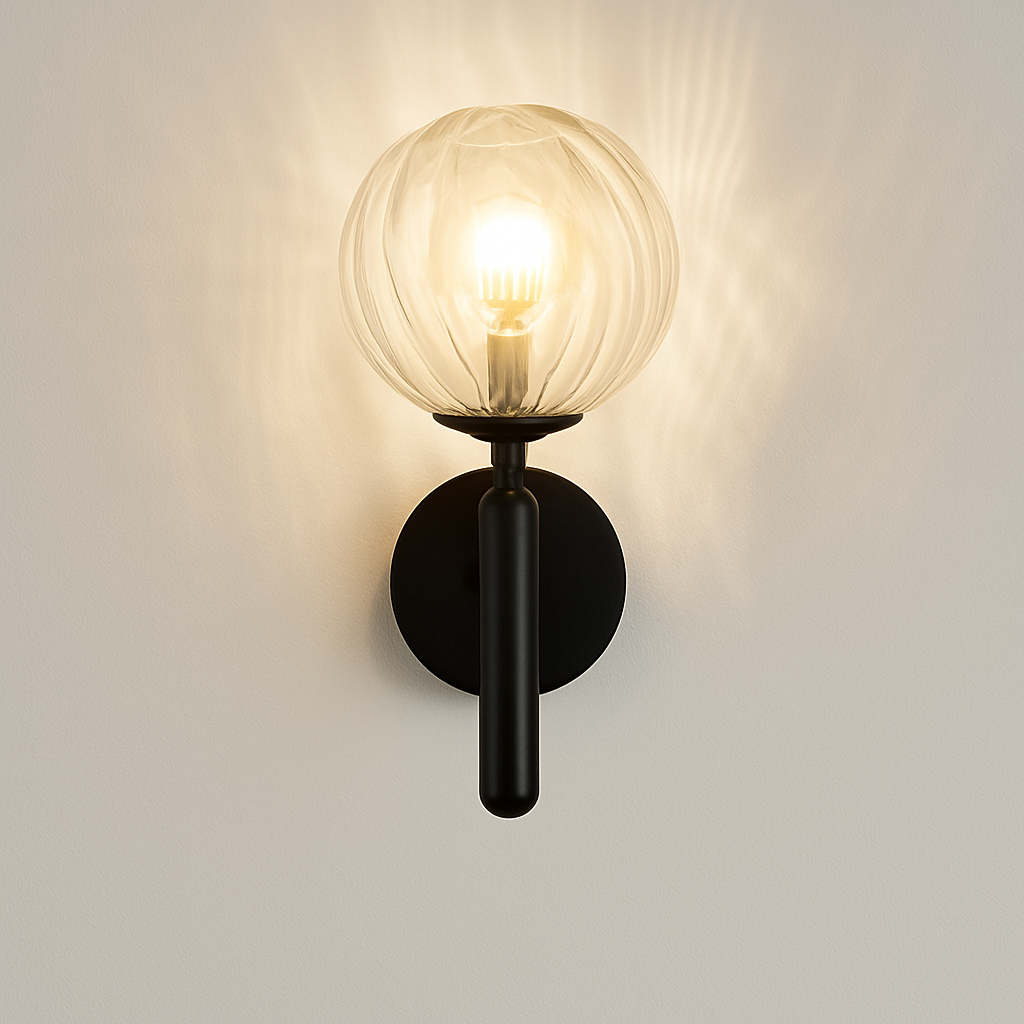 Applique murale moderne LED avec boule en verre et support cylindrique Sconce